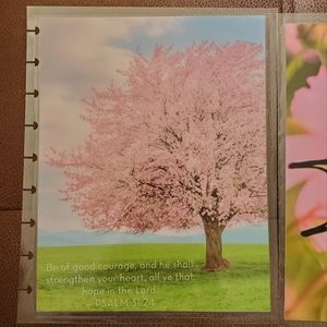 Hand Made cover For A Classic Sized Disc Bound Planner Psalm 31:24 cherry tree